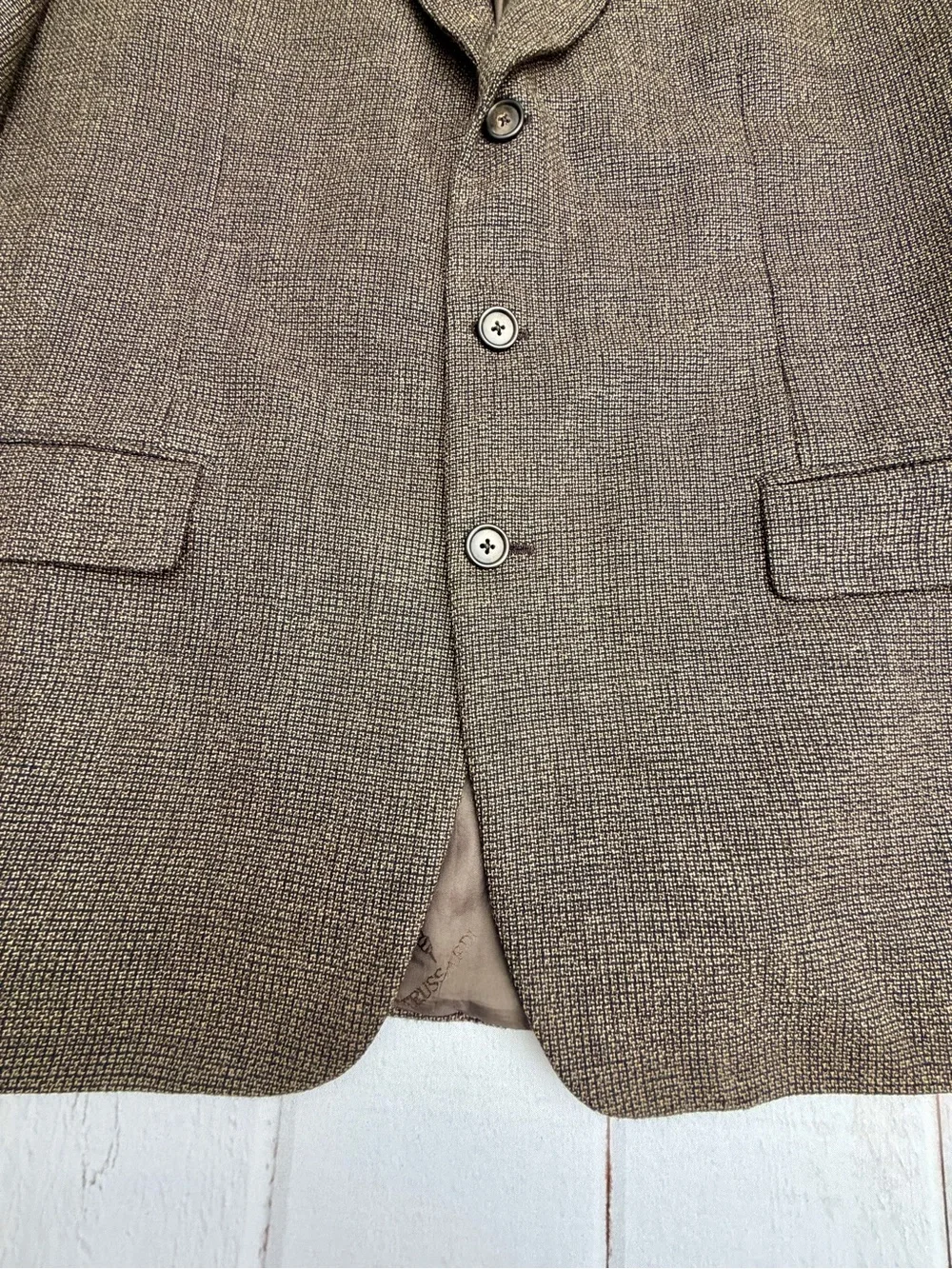 Trussardi Sartoriale Men’s 54R Super 100 Wool Blazer Made in Italy Brown